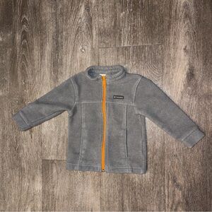 Columbia Kids Gray Fleece Hoodie with Orange Zipper